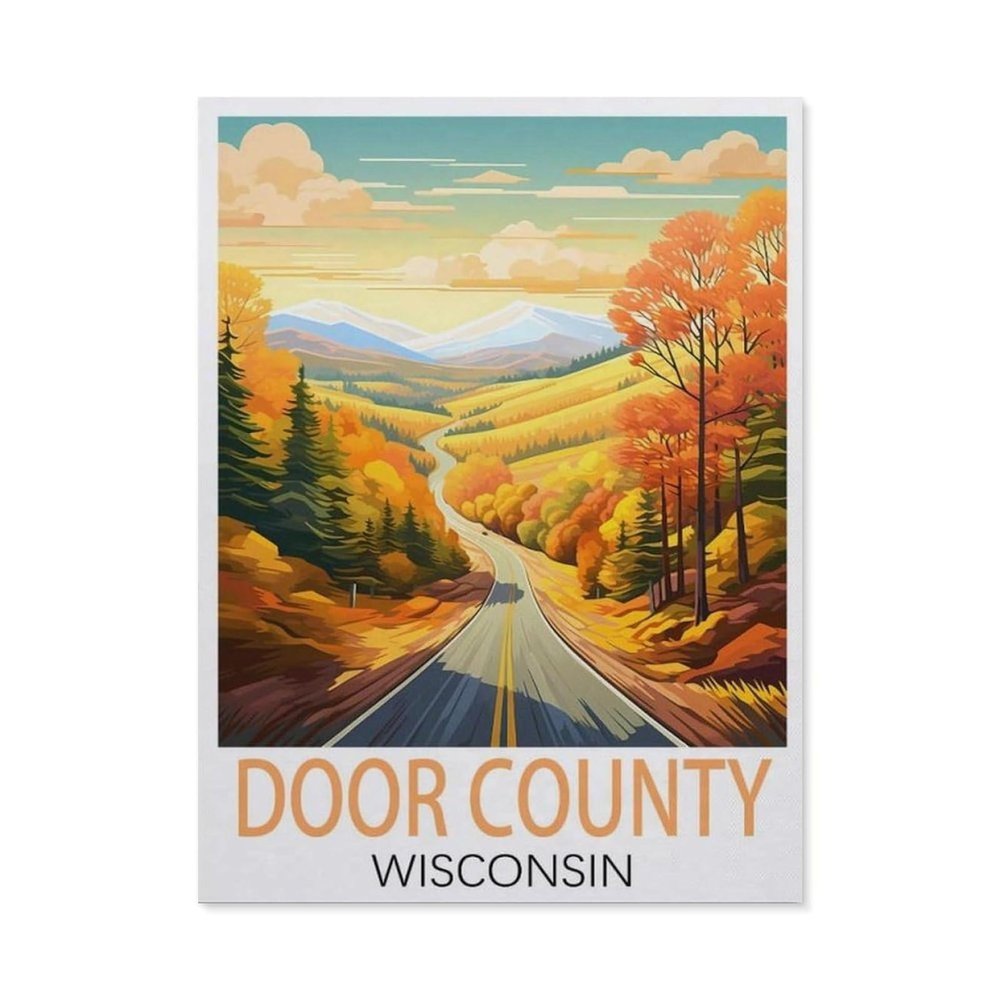 1000 Pieces Landscape Puzzles DIYDoor County Wisconsin Vintage-ReiseposterJigsaw Creativity Toys for Kids Adults38x26cm-AJ71