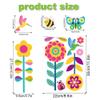 124 Pcs Spring Garden Wall Decals  16 Sheets Waterproof Vinyl Flower Stickers for Baseboard Skirting Board, Peel and Stick Floral Decals with Butterflies Bees Birds for Nursery Kids Room Classroom view 3