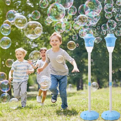 AIERSA 2Pcs Bubble Stand Machine Automatic,Rechargeable Height 47 Inches Stand Up Bubble Machine for Kids, Outdoor Tall Bubble Maker with Lights,Standing Bubble Machine for Parties