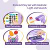 FS Pretend Play Cash Register Toy Preschool Gift for Kids, Classic Count Toy with Sound, Microphone, Scanner, Credit Card, Play Food for Boys & Girls, 57 Pieces Play Set, Ages 3 4 5 6 7, Purple view 2