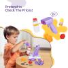 FS Pretend Play Cash Register Toy Preschool Gift for Kids, Classic Count Toy with Sound, Microphone, Scanner, Credit Card, Play Food for Boys & Girls, 57 Pieces Play Set, Ages 3 4 5 6 7, Purple view 4