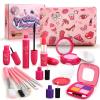 Woumserta Toddler Girls Toys Pretend Makeup Kits - Fake Makeup Set Toys for Kids 3 4 5 6 Year Old, Play Makeup Gift for Little Girls 3-5, Toddler Makeup Kit with Fake Makeup Toy Birthday Gift (Red) view 1
