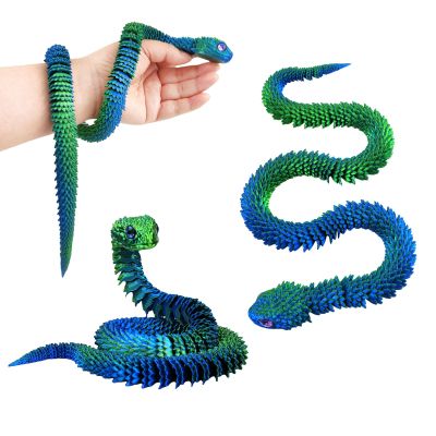 3D Printed Animals Snake, 24 Inch Surprise Mystery Fidget Anaconda Toy, Fake Python Statue with Realistic Eyes3-D Print Articulated Viper Collectible for Home Office Executive Desk LSL