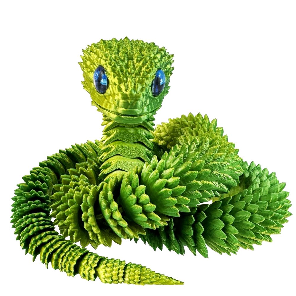 3D Printed Animals Snake, 12 Inch Surprise Mystery Fidget Anaconda Toy, Fake Python Statue with Realistic Eyes3-D Print Articulated Viper Collectible for Home Office Decoration(LSHL)