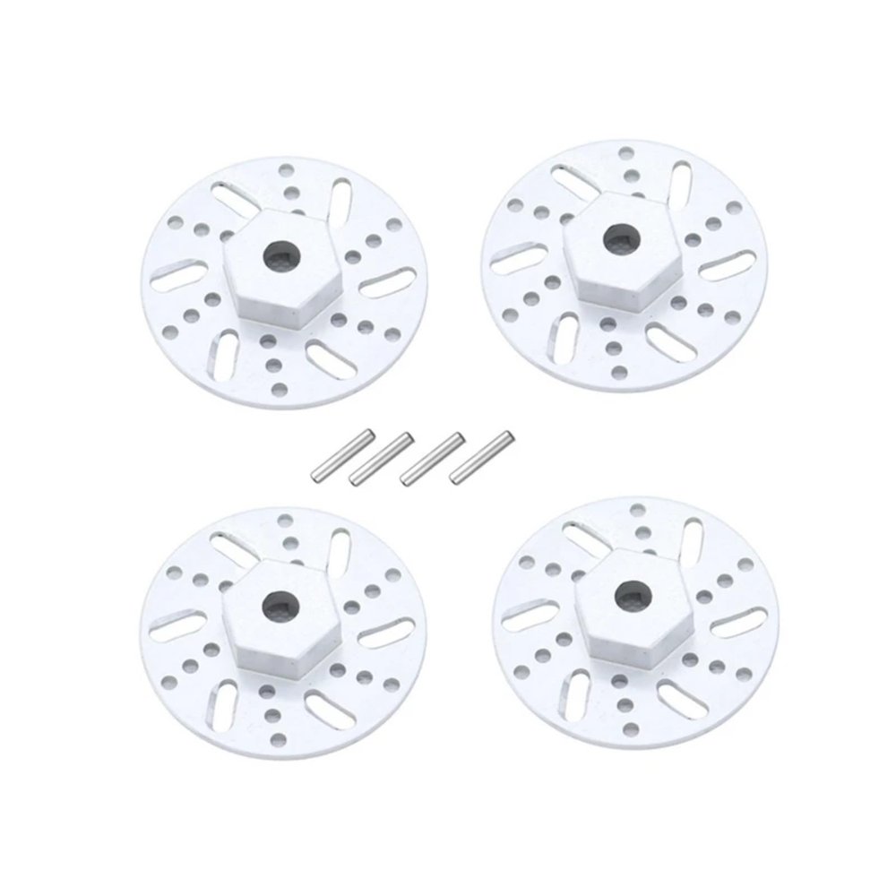 RC Car Parts for SG1603 for SG1604 for SG1605 SG1606 for Udirc UD1601 UD1602 UD1603 UD1604 UD1607 1/16 4Pcs RC Car Metal 9Mm Wheel Hex Brake Disc Parts(Silver)
