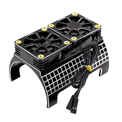for Traxxas for X-Maxx 6S 8S for Arrma for Kraton for Outcast 1717 1/5 Dual Cooling Fan Motor Heat Sink RC Car Upgrade Parts RC Car Repair Kit(Black)