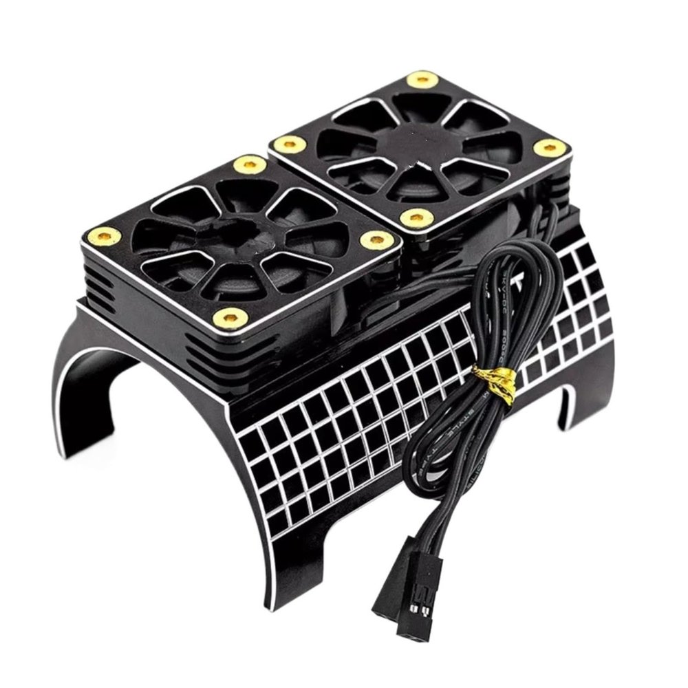 for Traxxas for X-Maxx 6S 8S for Arrma for Kraton for Outcast 1717 1/5 Dual Cooling Fan Motor Heat Sink RC Car Upgrade Parts RC Car Repair Kit(Black)