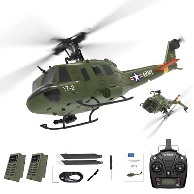 Actualia YUXIANG F07-V UH1D RC Helicopter, 1/34 Scale 6CH 2.4GHz Remote Control Aircraft Model, 3D/6G Brushless Direct-Drive Flybarless Military Helicopter for Adult - RTF