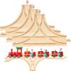 Kugliwa 4 Pack Wooden Train Track Train Wood Track Accessories Multi Way Switch Expansion for Most Major Toy Trains Railway Table Activities Games view 1