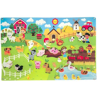 Felt Board Story Sets, 41x30 Inch Farm Animals Felt Board for Toddlers, Early Learning Felt Wall Activities for Toddlers, Interactive Hanging Felt Board for Wall Felt Board for Toddlers Felt Animals