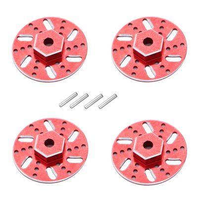 RC Car Parts for SG1603 for SG1604 for SG1605 SG1606 for Udirc UD1601 UD1602 UD1603 UD1604 UD1607 1/16 4Pcs RC Car Metal 9Mm Wheel Hex Brake Disc Parts(Red)