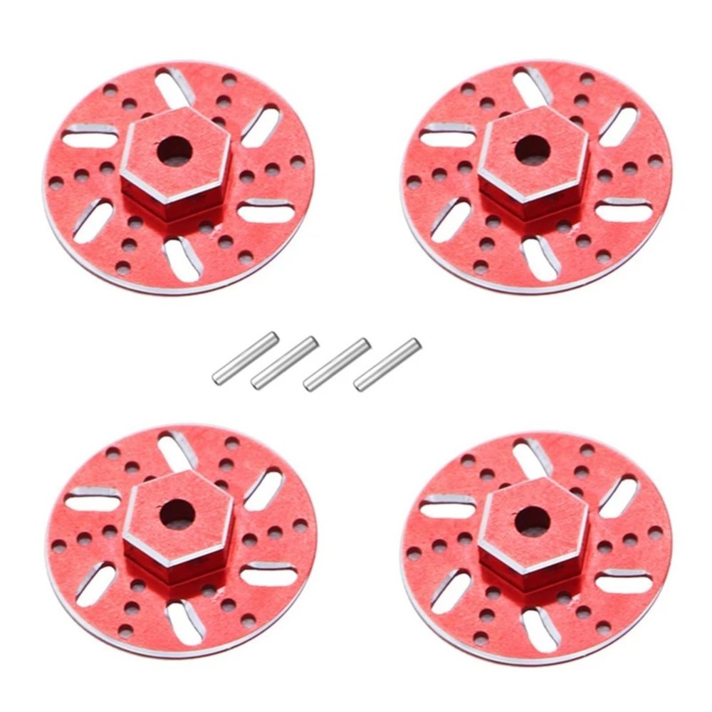 RC Car Parts for SG1603 for SG1604 for SG1605 SG1606 for Udirc UD1601 UD1602 UD1603 UD1604 UD1607 1/16 4Pcs RC Car Metal 9Mm Wheel Hex Brake Disc Parts(Red)