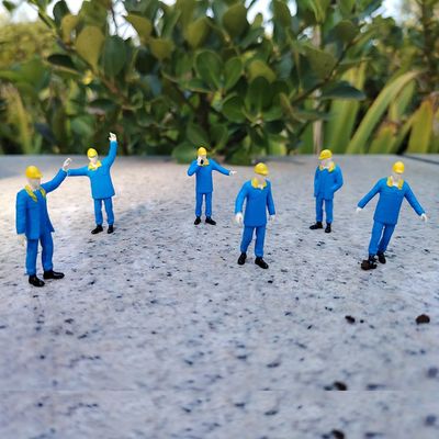 1:50 Engineer Figures Worker Dolls Collection Resin Material Height 4CM 1.57 in 6 People Match Scale Model Blue Grey Yellow (Blue)