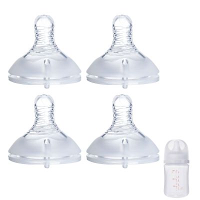 4Pack Replacement Silicone Nipple Compatible with Pigeon PP Nursing Bottle, Soft Spout Replacement for Pigeon, Easy Transition from Bottle to Cup, No Spill (SS, Newborn Flow)