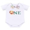 IBTOM CASTLE Lion First Birthday Outfit Boy Animal Safari Jungle Zoo Party Themed One Year Old Clothes Toddler Short Sleeve Romper Suspenders Shorts Cake Smash Photoshoot Set White 9-12 Months view 3