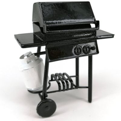 1 12 Scale Dollhouse Accessories, Metal BBQ Grill Mini Dollhouse Accessories with Gas Tank, DIY Miniature Dollhouse Accessories for Dollhouse Decoration, Gift for Dollhouse Lovers Miniature Dollhouse