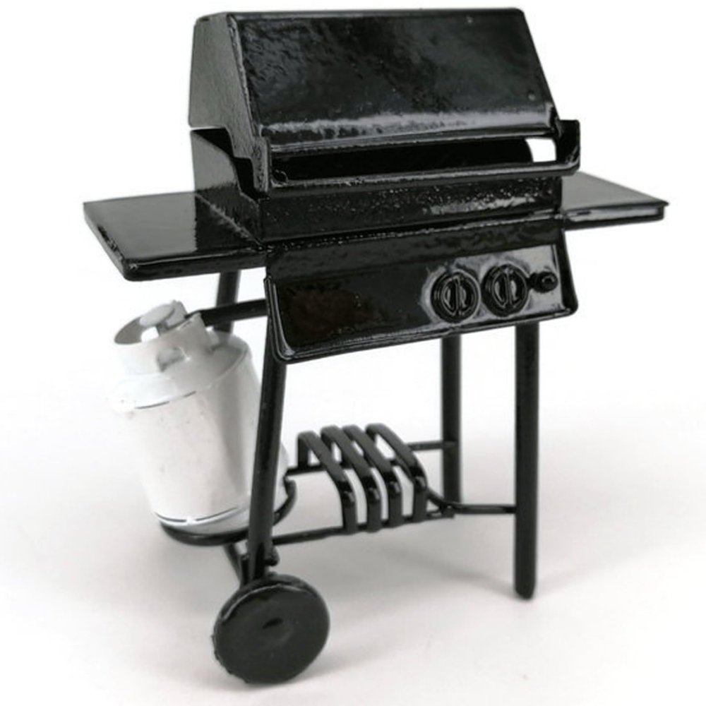 1 12 Scale Dollhouse Accessories, Metal BBQ Grill Mini Dollhouse Accessories with Gas Tank, DIY Miniature Dollhouse Accessories for Dollhouse Decoration, Gift for Dollhouse Lovers Miniature Dollhouse