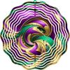 10 Inch Metal Mardi Gras Wind Spinner - Swirling Kinetic Art - Purple, Green, Gold Outdoor Garden Decor - Weather Resistant view 1