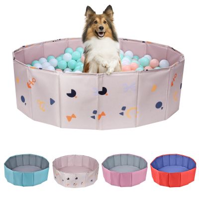 Dog Ball Pit, Foldable Ball Pit for Dog, Balls Pit for Dogs, Balls Pit for All Types of Dogs, Suitable for Indoor and Outdoor Activities (59.05inches in Diameter,No Ball Included,Khaki)