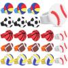 Chalyna 24 Packs Ball Rubber Rings Soccer Football Baseball Basketball Volleyball Beach Ball Cupcake Topper for Kids Party Favors Supplies view 1