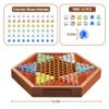 14.2" Wooden Chinese Checkers Board Game with Storage Drawer | 6-Player Marble Strategy Game | Classic Family Board Game for Kids & Adults | 16mm 60+12 Colorful Glass Marbles, More Easy Grasping view 3