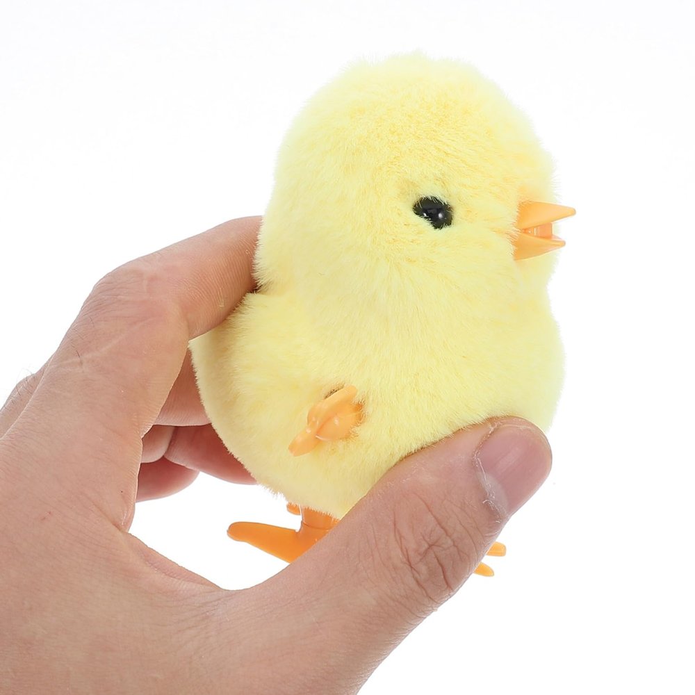 Abaodam Easter Chick Wind Up Stuffed Animal Toy Wind Up Chick Toys - Clockwork Animal Plaything Fluffy Jumping Chicken Easter Party Favors Kids Toys