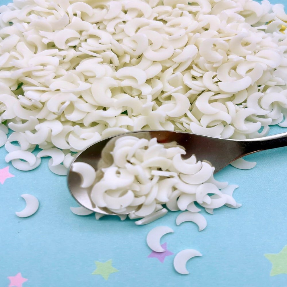 Larger Glow-in-the-Dark Moon Polymer Clay Sprinkles  Fake Sprinkle Slices, Decoden Funfetti Jimmies for DIY Crafts (15 gram bag)