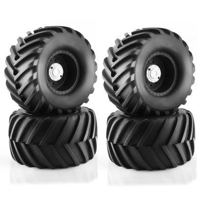 133mm 1/10 RC Monster Truck Rubber Tire Plastic Wheel Rim Big with monster Set 12mm Hex Fit for 1/10 most RC Monster Truck E-Revo HIMOTO HSP HPI Summit, Tamiya Kyosho W77 (Black)