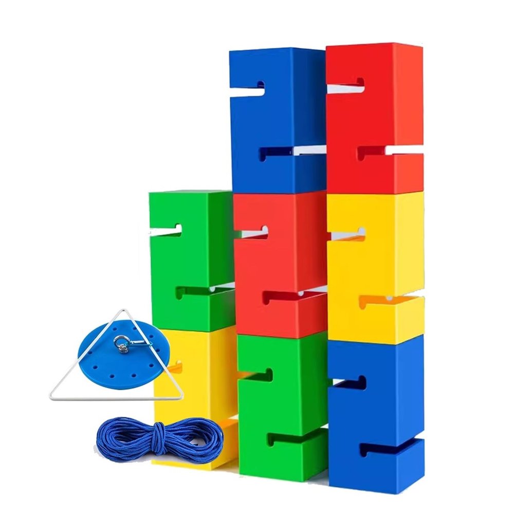 Field Day Game Sets, ABS Building Block Stacking Game, Indoor/Outdoor Team Stacking Game - No Tools Needed for Quick Setup(8PCS)