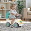 DOLU: Walk & Drive: Sit N' Ride - White-Yellow-Green - Foot-to-Floor Ride-On Toy Vehicle, Horn, Storage Seat, Push Handle, in-Outdoor, Toddlers 12mo+ view 2
