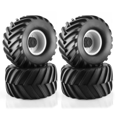133mm 1/10 RC Monster Truck Rubber Tire Plastic Wheel Rim Big with monster Set 12mm Hex Fit for 1/10 most RC Monster Truck E-Revo HIMOTO HSP HPI Summit, Tamiya Kyosho W77 (white)