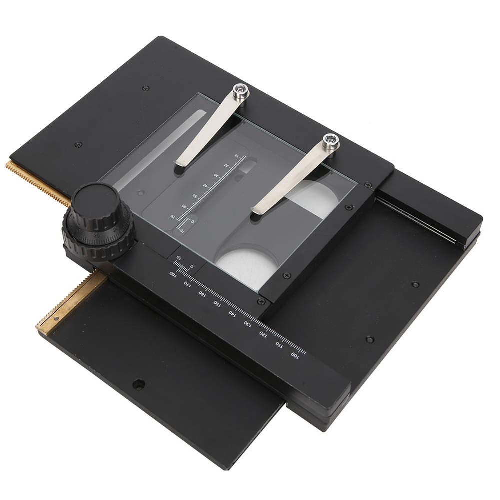 Microscope Stage KP-302 Aluminum Alloy XY Movement Platform with 60mm x 55mm Travel Range for Stereo Microscopes Digital Precision Measurement