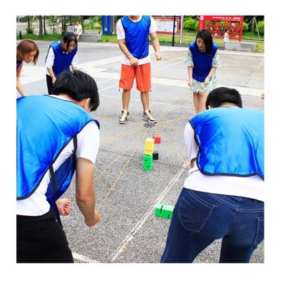 Field Day Games Set for Adults, Fun Outdoor Games ABS Building Block Stacking Game Compact Travel Team Game Set(Green,5PCS)