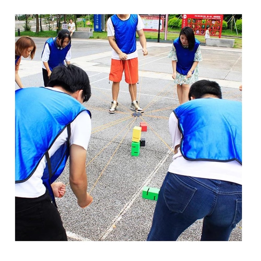 Field Day Games Set for Adults, Fun Outdoor Games ABS Building Block Stacking Game Compact Travel Team Game Set(Green,5PCS)