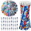 172 Pcs Outer Space Theme Stationery Set Astronaut spaceship rocket 36pencils 36erasers 100Stickers for Space Birthday Party Classroom School Reward Gift Prizes Goodie Bags Stuffers Office (space) view 1