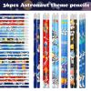 172 Pcs Outer Space Theme Stationery Set Astronaut spaceship rocket 36pencils 36erasers 100Stickers for Space Birthday Party Classroom School Reward Gift Prizes Goodie Bags Stuffers Office (space) view 2