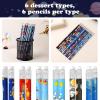 172 Pcs Outer Space Theme Stationery Set Astronaut spaceship rocket 36pencils 36erasers 100Stickers for Space Birthday Party Classroom School Reward Gift Prizes Goodie Bags Stuffers Office (space) view 3