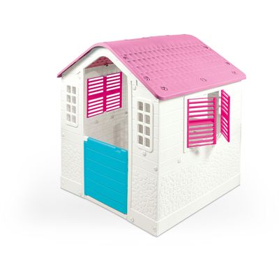 DOLU Pink Cottage Playhouse with Working Door, Post Box and Pet Gate, Indoor/Outdoor Toy House Set for Kids and Toddlers Age 2+ Years