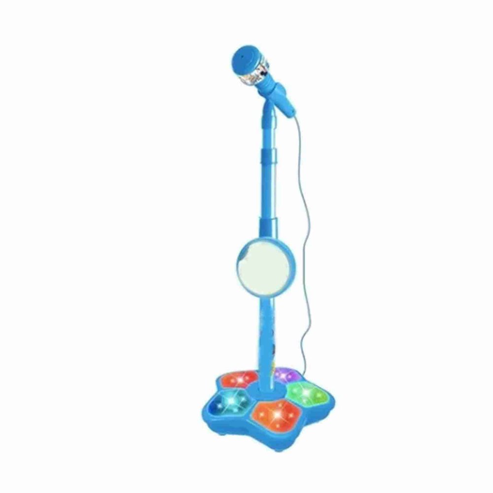 Kids Microphone Karaoke Mic with Stand Built-in Lights Adjustable Height Singing Pedal Lightweight Plastic Toy for Boys and Girls Gatherings and Children Performances