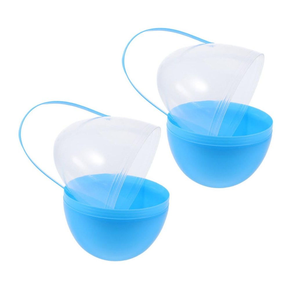 COLLBATH 2pc Festive Sky- Fillable Plastic Easter Eggs with Handle for Hunts Treats and Party Favors Celebrations and Skills Family Gatherings