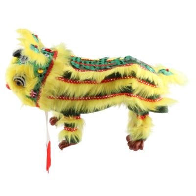 CoudarTitie Hand String Puppet with Rod, Chinese New Year Decoration Sturdy Chinese Marionette Lion Toy for Parties Spring Festival Kids, Green Yellow