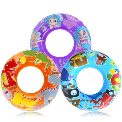 3-Pack Kids Pool Floats with Dinosaur/Pirate/Mermaid Design  Pool Toys for Toddler, 27.5 Inflatable Swim Rings, Inner Tube for Floating Age 3-8Premium Floaties & Water Toys for Summer Beach Party