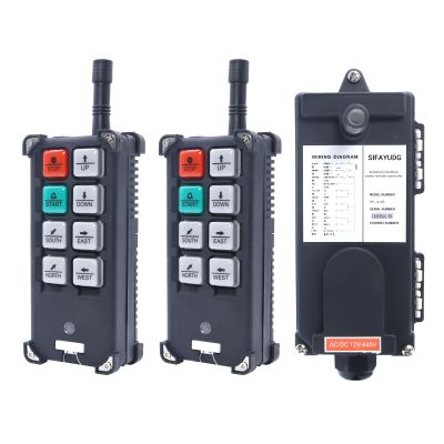 12V-440V Full Voltage Wireless Crane Remote Control Industrial Crane Controller Overhead Tower Bridge Radio Transmitter Receiver F21-E1B (2 Transmitter & 1 Receiver Black)