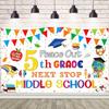 AIBIIN 8x6ft 5th Grade Graduation Backdrop Banner Peace Out 5TH Grade Next Stop Middle School Backdrop for Boys Girls 5th Grade Graduation Party Decor Elementary School Classroom Banner view 1