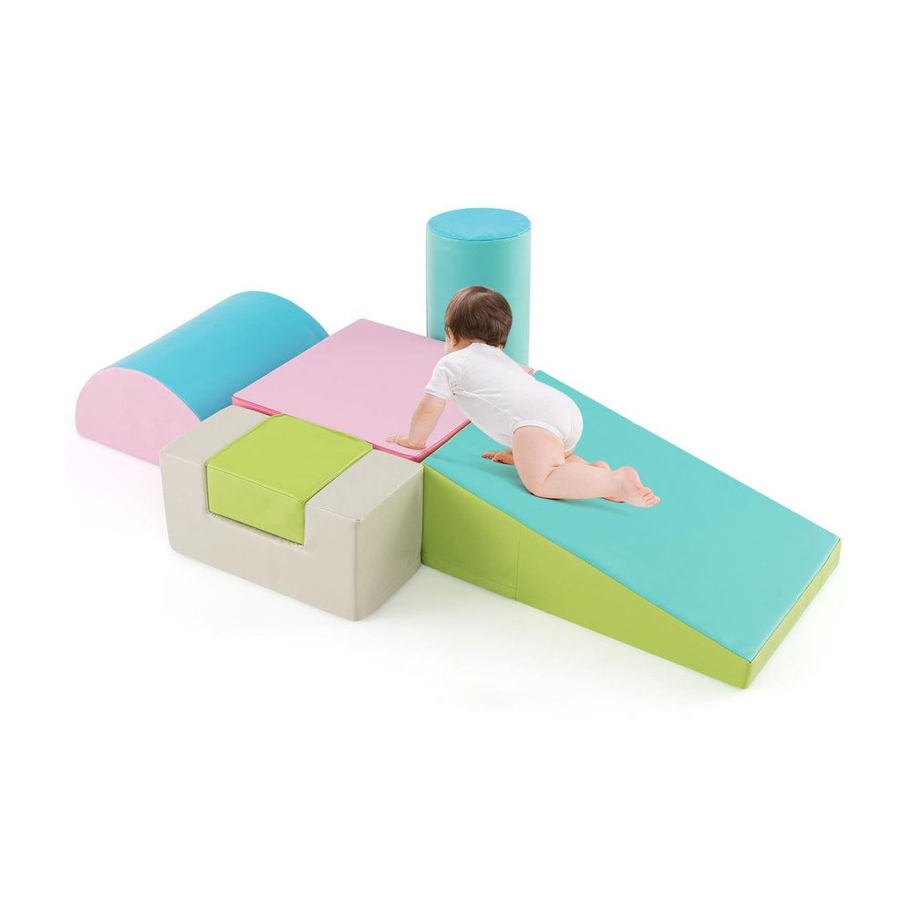 GLACER 6-Piece Foam Adventure Kit, Soft Climbing Blocks w/Waterproof Covers, Toddler Play Gym for Active Learning & Creative Play (Ages 1-3) (Green)