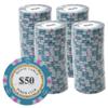 Gamers Lounge Monte Carlo 14-gram Poker Chips (100-pack) - Premium Heavyweight Clay Composite ($50 Dark Blue) view 1