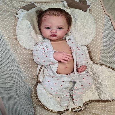 ROSHUAN Realistic Reborn Baby Dolls Meadow 18 inch 48 cm Realistic Girl Eyes Open Lifelike Anatomically Correct Baby Doll Silicone Full Body Washable Real Looking Baby Girl Dolls Toy