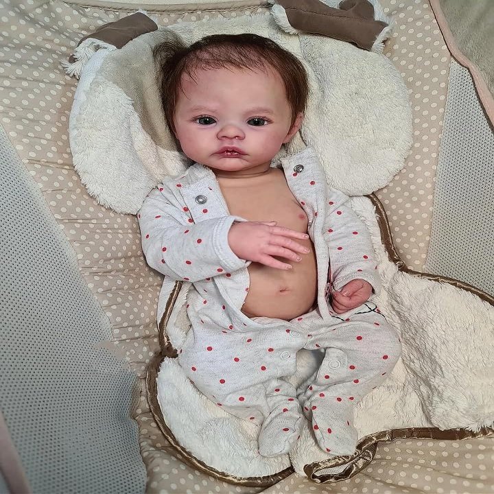 ROSHUAN Realistic Reborn Baby Dolls Meadow 18 inch 48 cm Realistic Girl Eyes Open Lifelike Anatomically Correct Baby Doll Silicone Full Body Washable Real Looking Baby Girl Dolls Toy