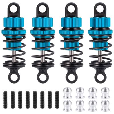 4Pcs JGGZONE 1:10 50mm RC Oil Filled Shock Absorbers Assembled Kit Compatible with Tamiya TT-01 TT-02 M03 M04 M05 M06 1:10 On Road Car Upgrades Replace Parts (Blue, 50MM)