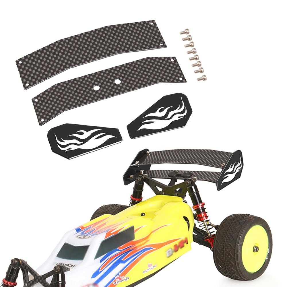 XinGeeek RC Double Rear Wing Carbon Fiber Aluminum Tail Wing for Losi 1/16 Mini Buggy Off Road RC Car Upgrades (Black)